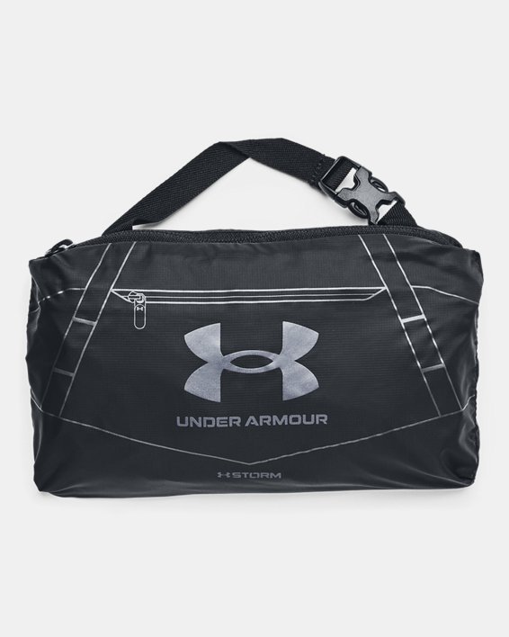 UA Hustle 5.0 XS摺疊式旅行袋 in Black image number 1